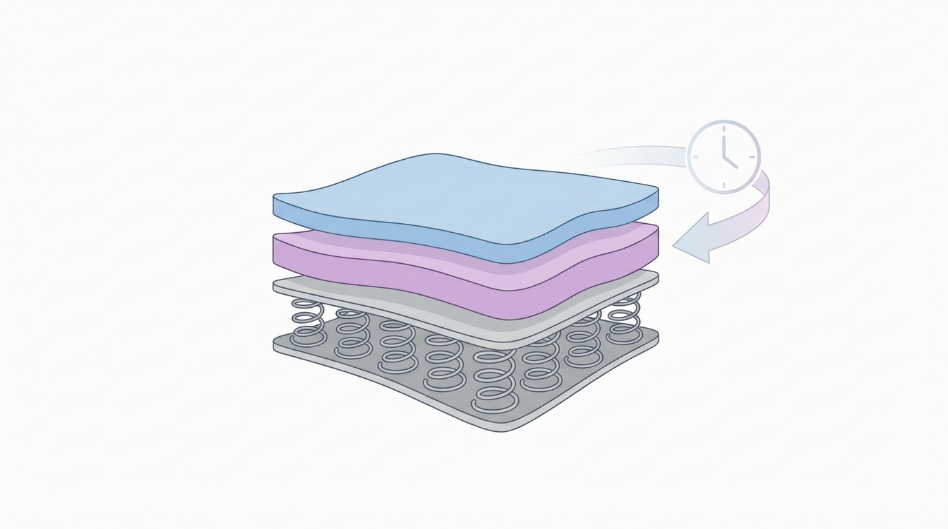 Infographic showing how often should you buy a new mattress construction and layers