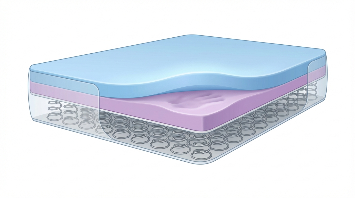 Infographic showing what is the size of a king size mattress construction and layers