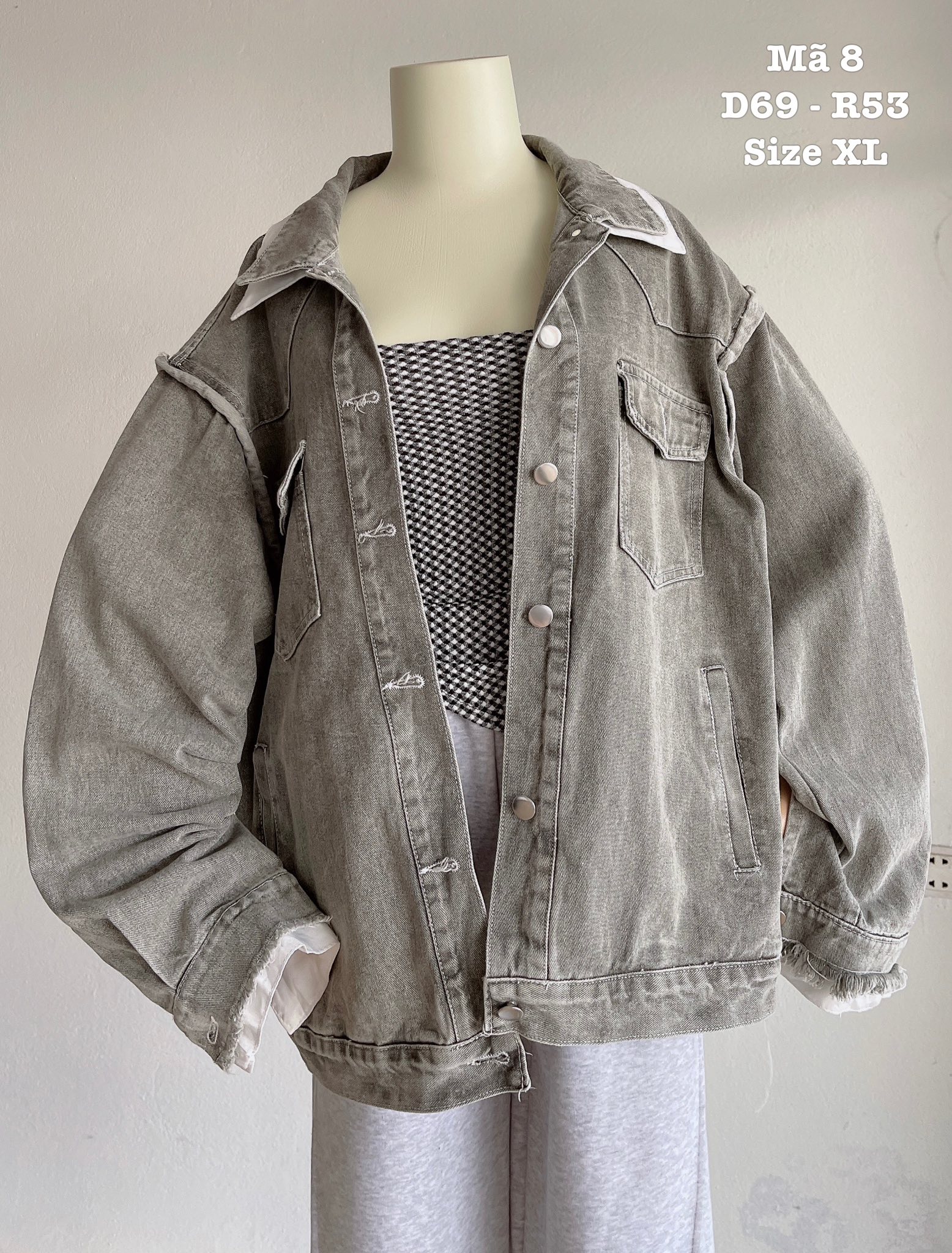 Áo khoác denim wash xám