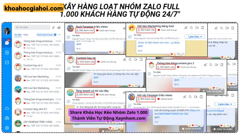 Khóa Học Kéo Nhóm Zalo 1.000 Thành Viên Tự Động Xaynhom.com