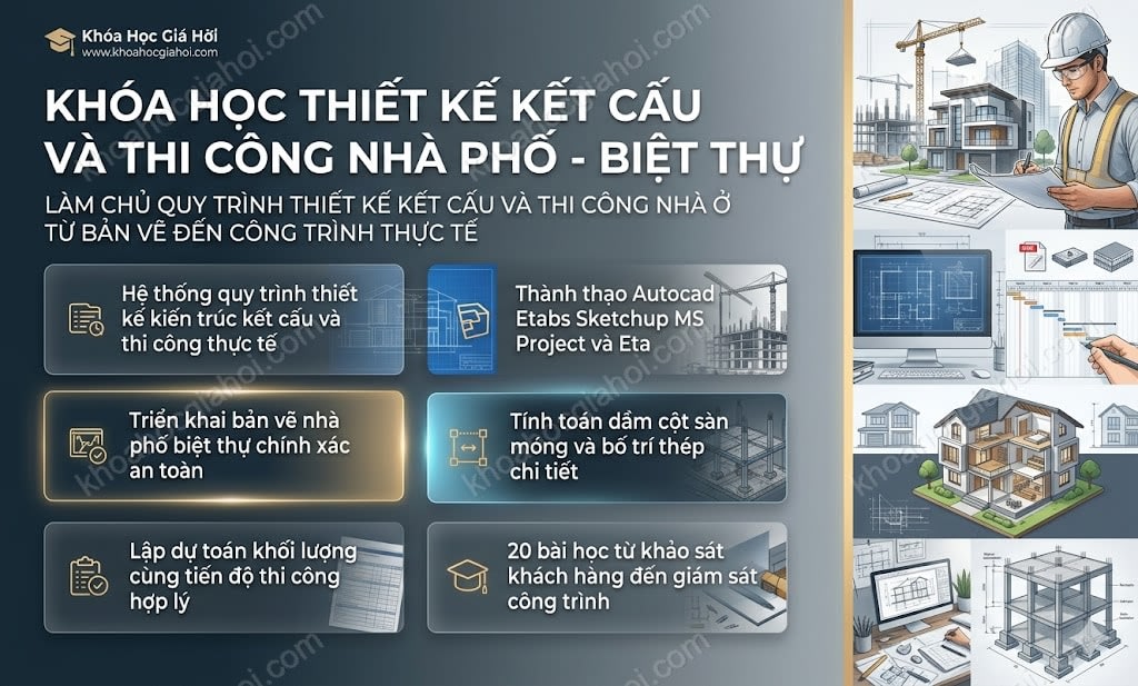 Khóa Học Thiết Kế Kết Cấu Và Thi Công Nhà Phố - Biệt Thự