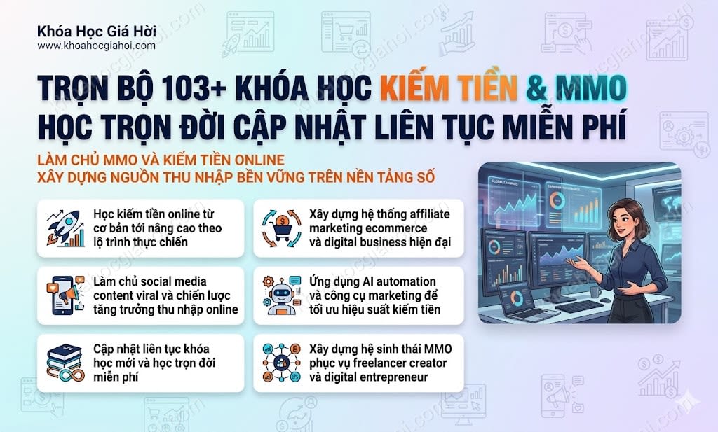 Trọn Bộ 103+ Khóa Học Kiếm Tiền & MMO – Học Trọn Đời, Cập Nhật Liên Tục Miễn Phí