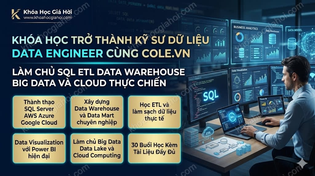 Khóa Học Trở Thành Kỹ Sư Dữ Liệu Data Engineer Cùng Cole.vn