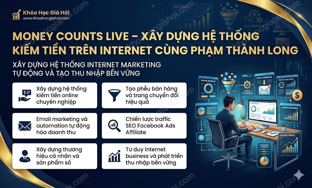 Money Counts Live - Xây Dựng Hệ Thống Kiếm Tiền Trên Internet Cùng Phạm Thành Long Money Counts Live - Xây Dựng Hệ Thống Kiếm Tiền Trên Internet Cùng Phạm Thành Long