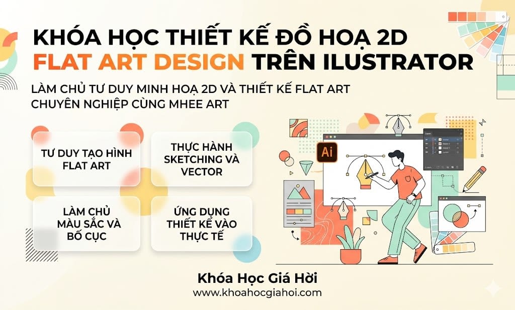 Khóa Học Thiết Kế Đồ Hoạ 2D Flat Art Design Trên Illustrator Cùng Mhee Art Khóa Học Thiết Kế Đồ Hoạ 2D Flat Art Design Trên Illustrator Cùng Mhee Art