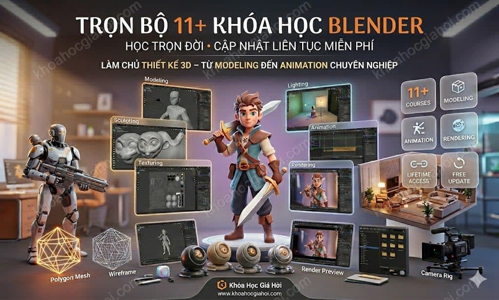 Trọn Bộ 11+ Khóa Học Blender – Học Trọn Đời, Cập Nhật Liên Tục Miễn Phí