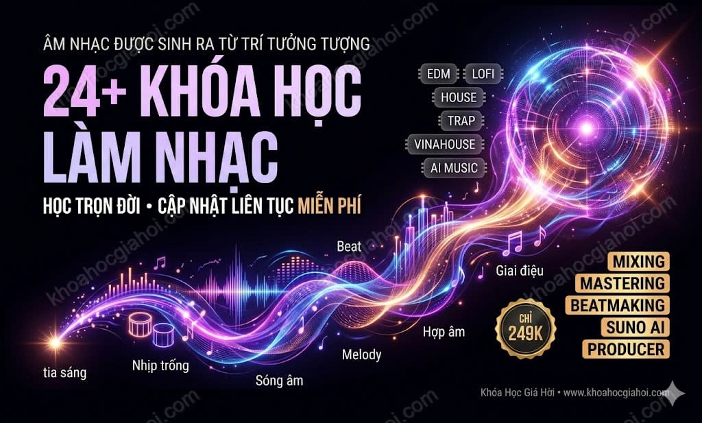 Trọn Bộ 24+ Khóa Học Làm Nhạc – Học Trọn Đời, Cập Nhật Liên Tục Miễn Phí