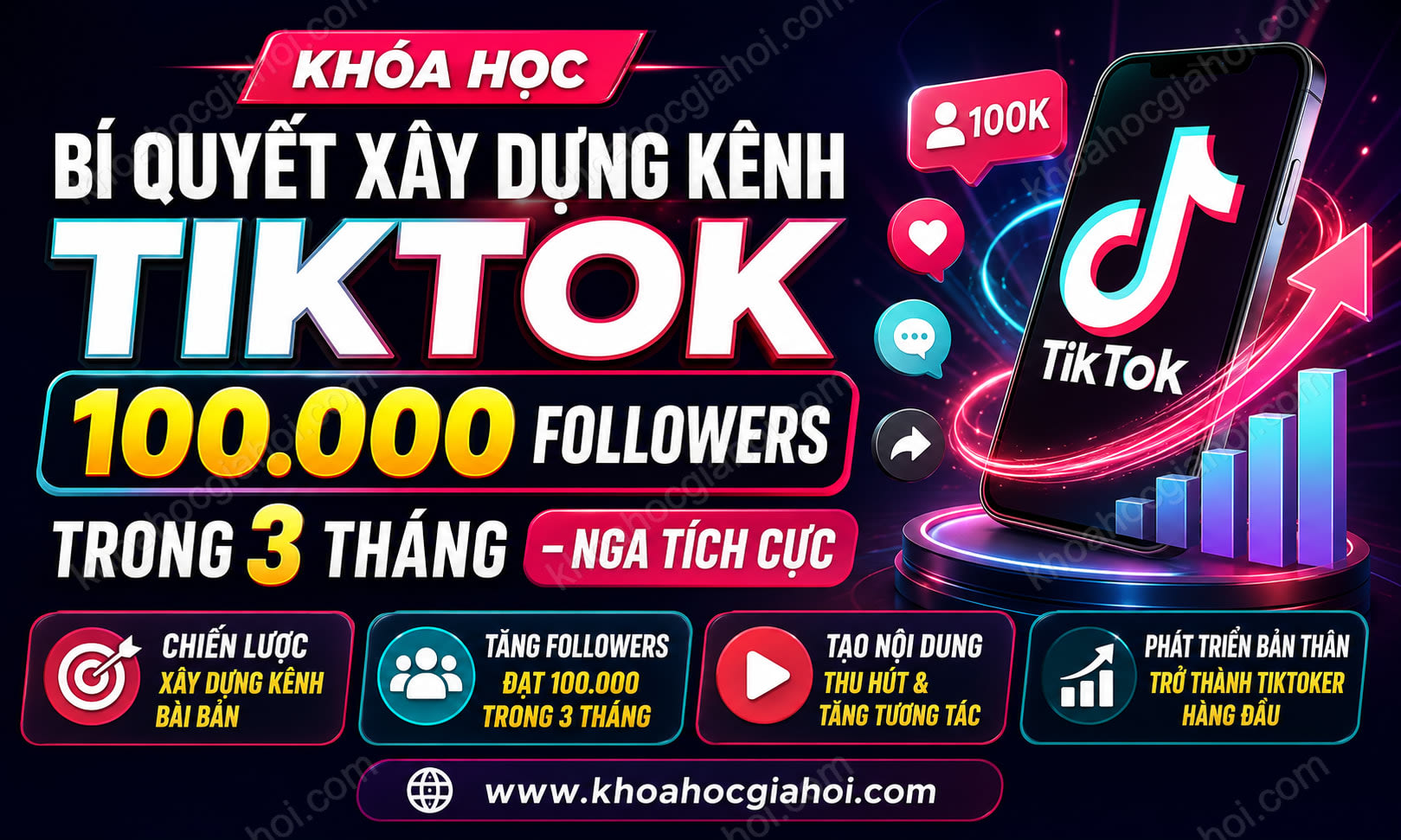 Khóa Học Bí Quyết Xây Dựng Kênh Tiktok 100.000 Followers Trong 3 Tháng Nga Tích Cực