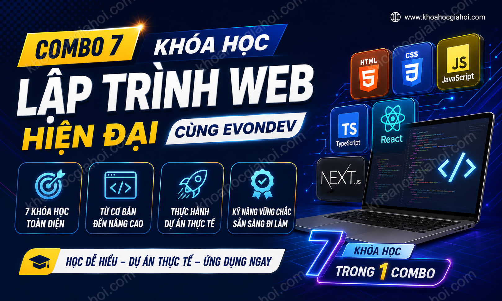 Combo 7 Khóa Học Lập Trình Web Hiện Đại Cùng Evondev