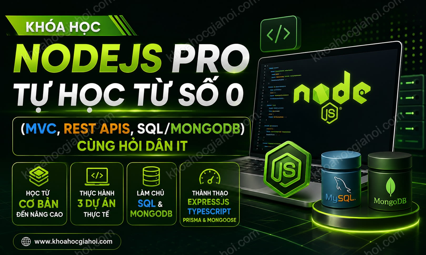 Khóa Học Nodejs Pro - Tự Học Từ Số 0 (Mvc, Rest Apis, Sql/mongodb) Cùng Hỏi Dân IT