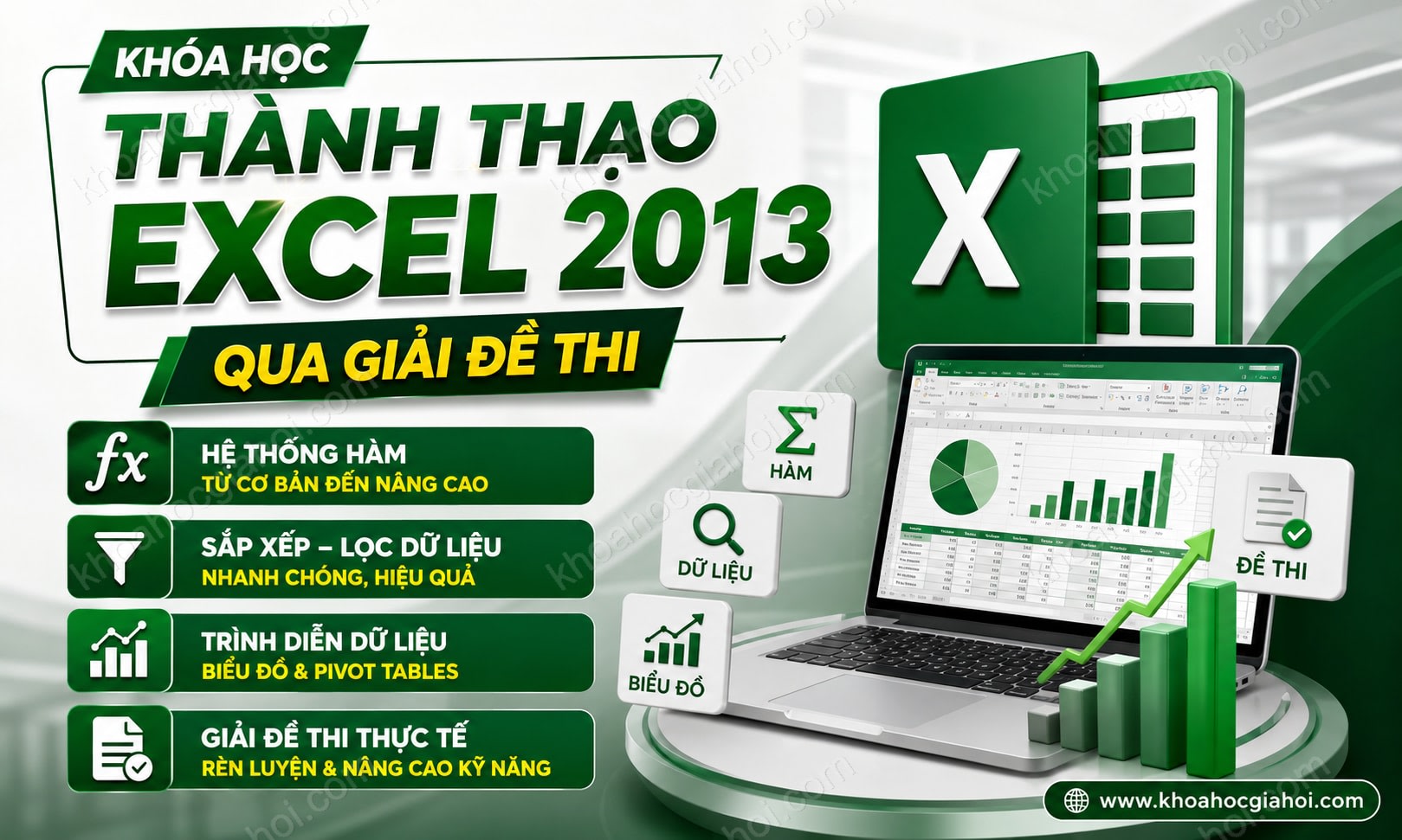 Khóa học Thành thạo Excel 2013 qua giải đề thi