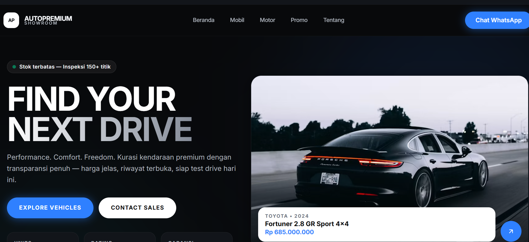 Website Sales Mobil dan Motor Dealer atau Personal