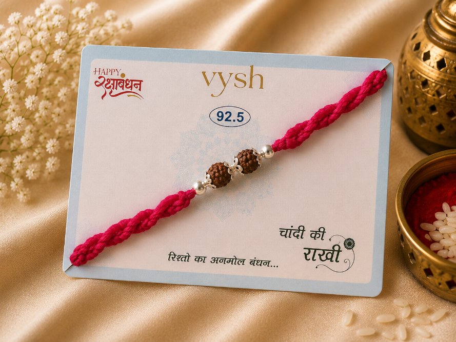Silver 925Twin Rudraksha Rakhi