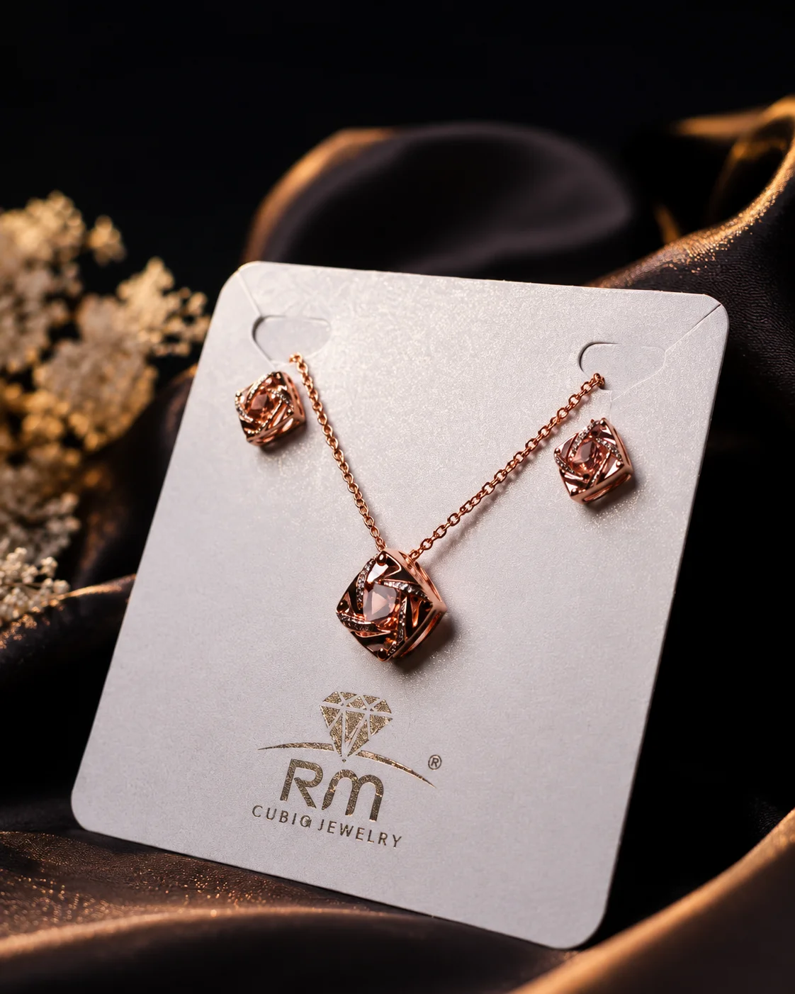 VYSH Rose Gold Geometric Necklace Set
