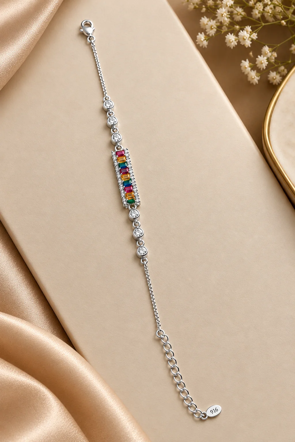 The Rainbow Spectrum Bar Silver Bracelet