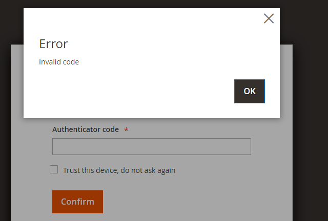 Two Factor Authentication Invalid in Magento 2 admin panel 1624e87fd 1624534a4