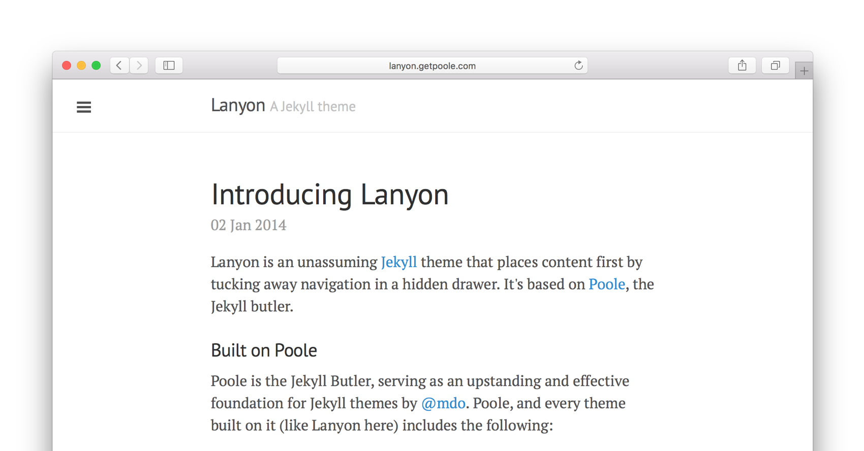 Lanyon starter theme for Jekyll