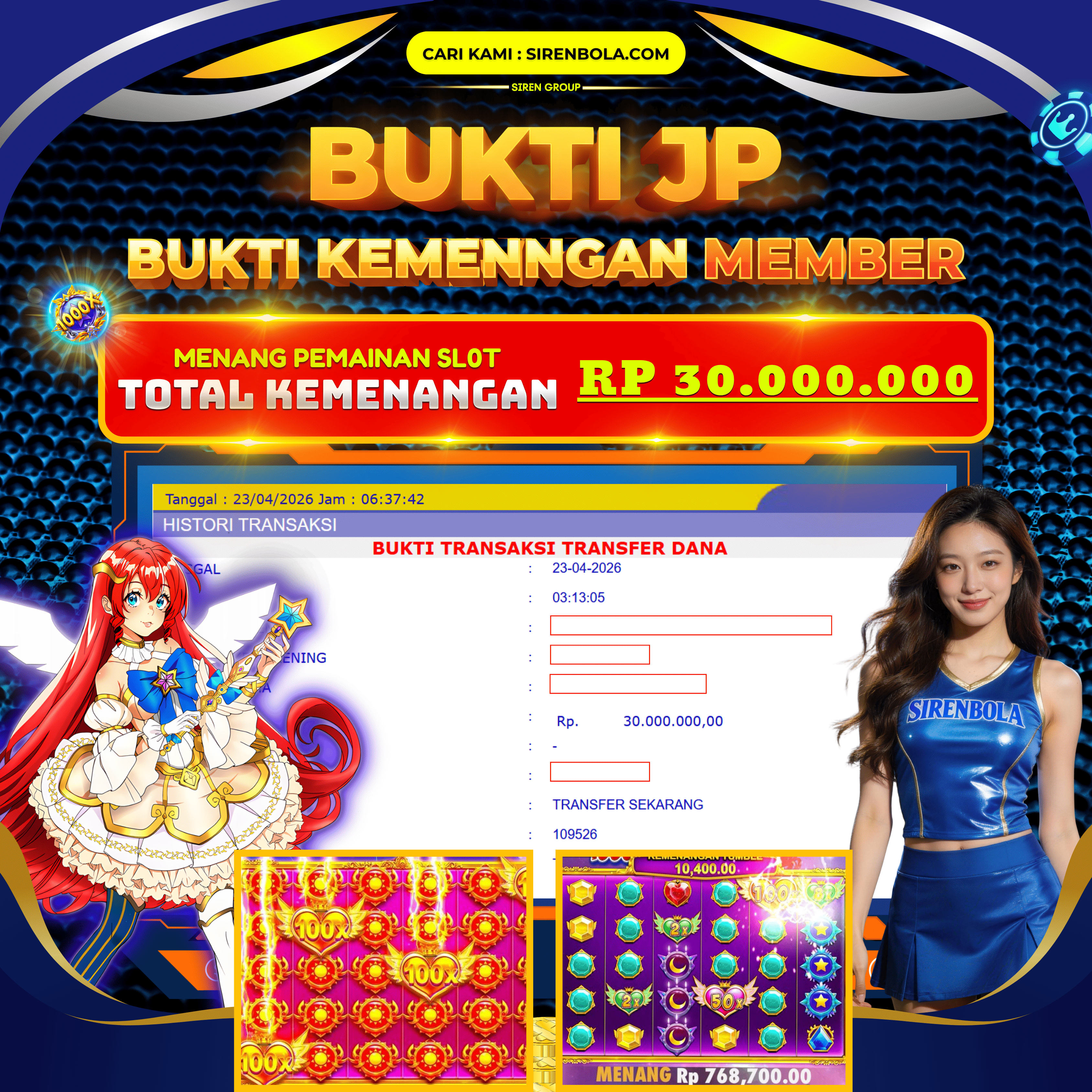 BUKTI JACKPOT 30 JT  STARLIGHT PRINCESS 1000 ( 23 APRIL 2026 ) LUNAS...
