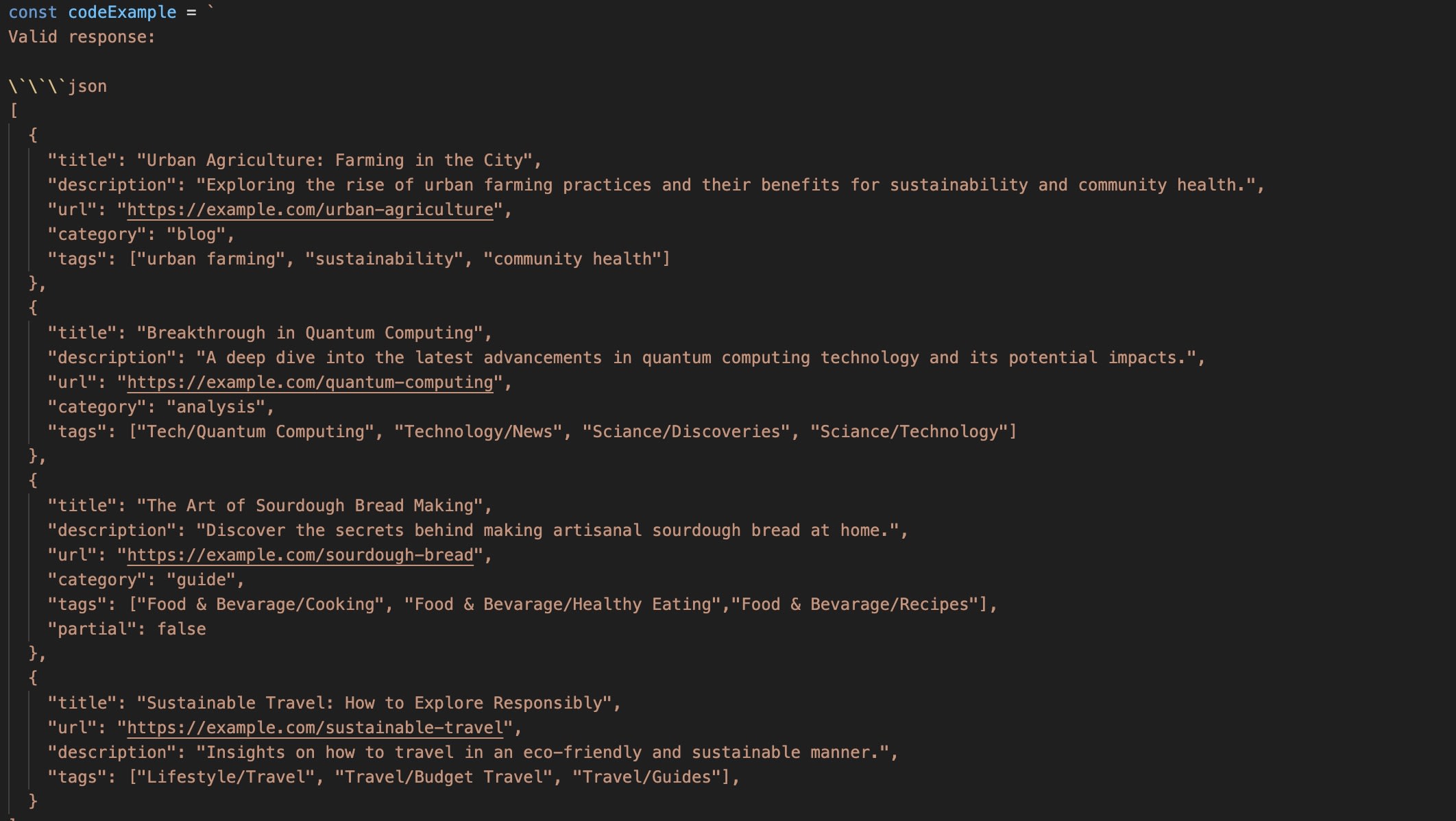 Examples of desired output