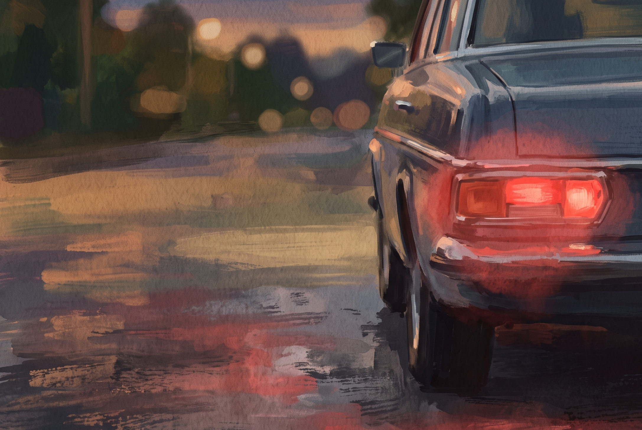 A car tail-light detail at night