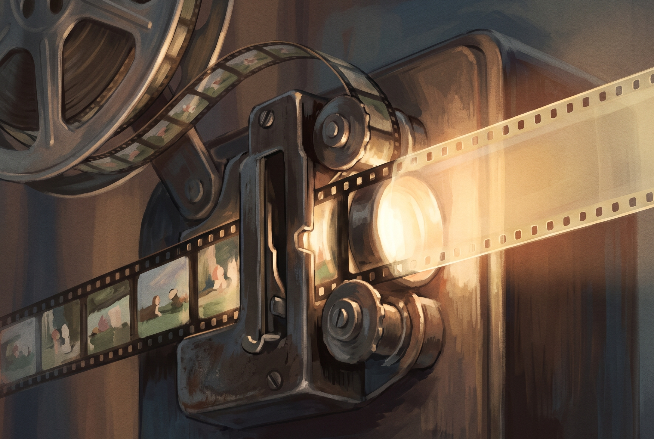The reel running out into blank, unexposed film