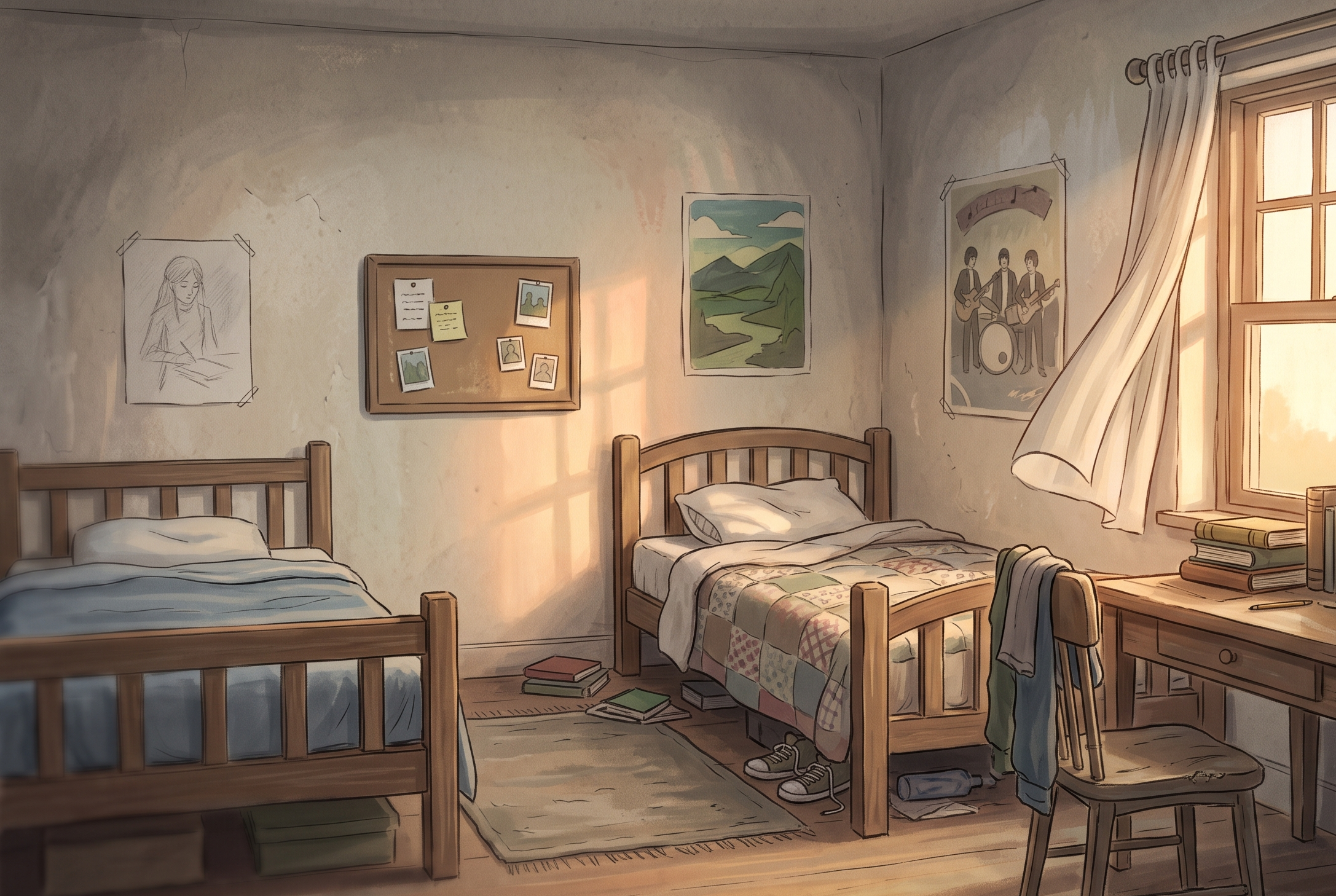A shared dorm room