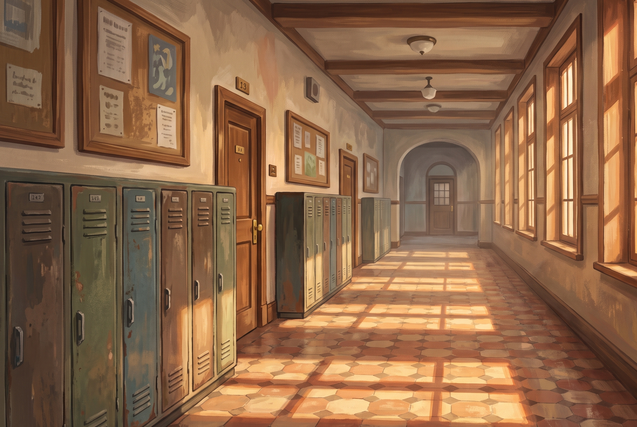 An empty school corridor