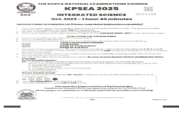 2025 INTEGRATED SCIENCE (Subject Code 604)