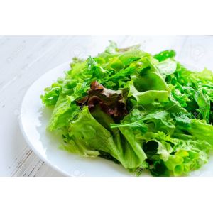 87420073 lettuce salad mix with arugula on a plate on white wooden background healthy eating concept vegetari 1585084795