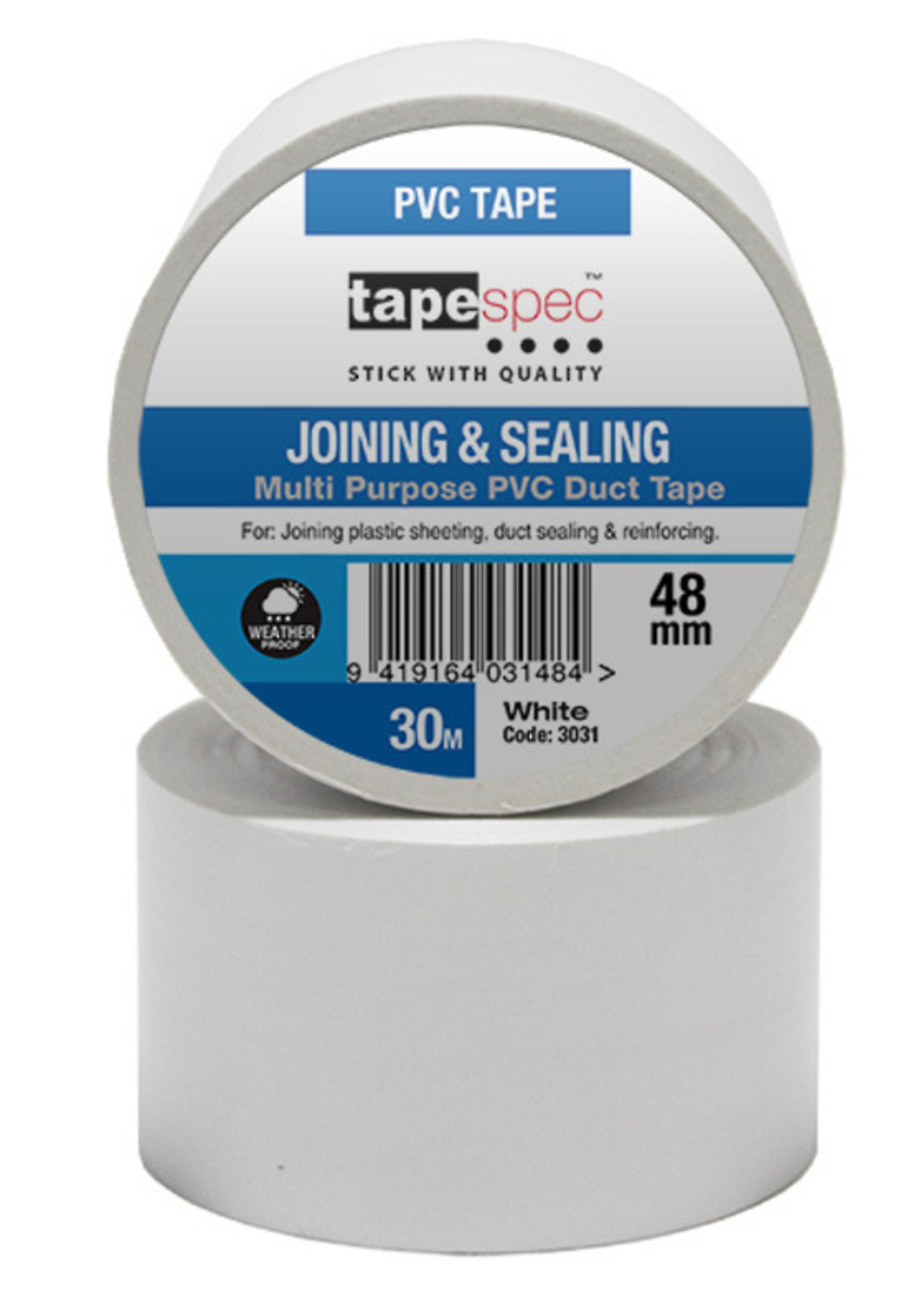 PVC Duct Tape White 48mm*30mm (Tapes) Airflow The HVAC Shop