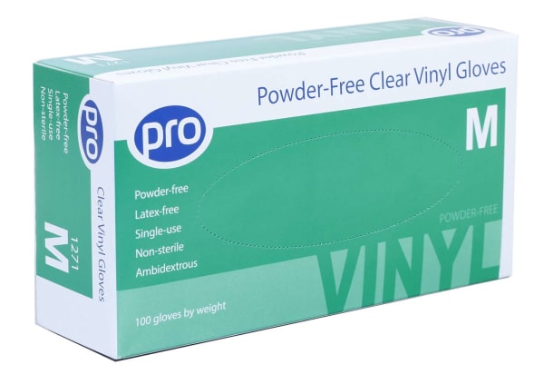 Pro Powder Free Clear Vinyl Gloves (100) (Vinyl Gloves) - Trigiene