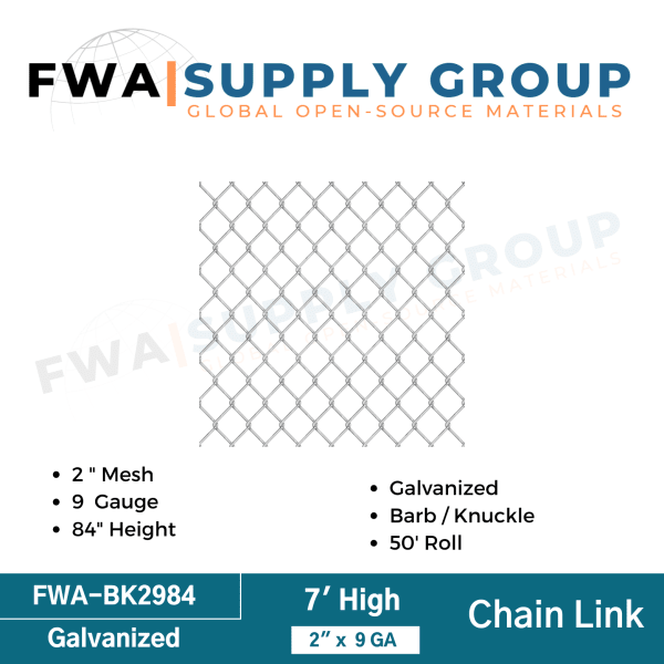 2" x 9x 84" B/K Chain Link Fabric (Chain Link Wire)