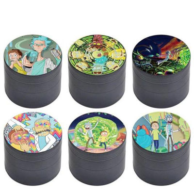 Herb Grinder Rick/Morty Aluminum Alloy 4 Part (50mm) (Grinders) - VALGOUS  USA (B2B ONLY)