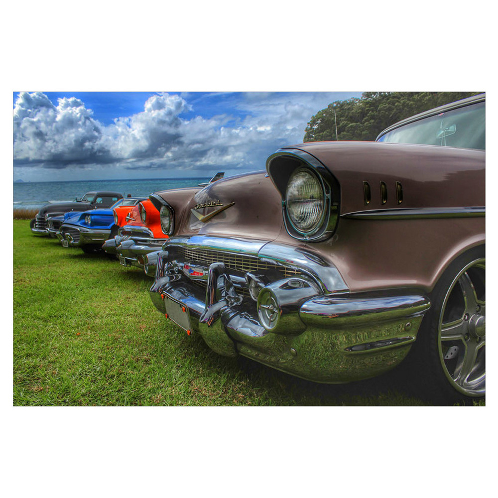 Classic Cars Print on Glass (Wall Art) - J&M Trading