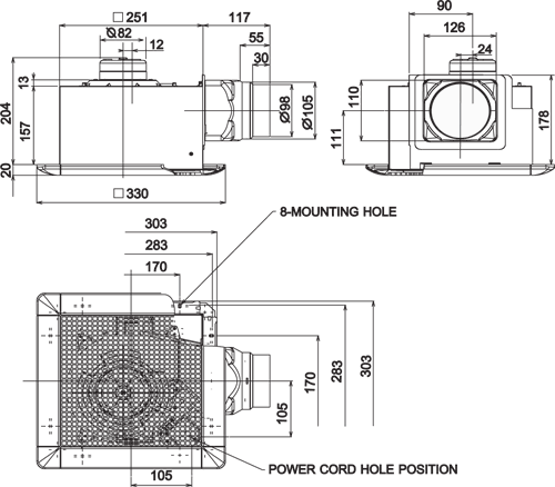 Mitsubishi VD-15ZP Ducted Exhaust Fan (Ducted Exhaust Fans) - Airflow