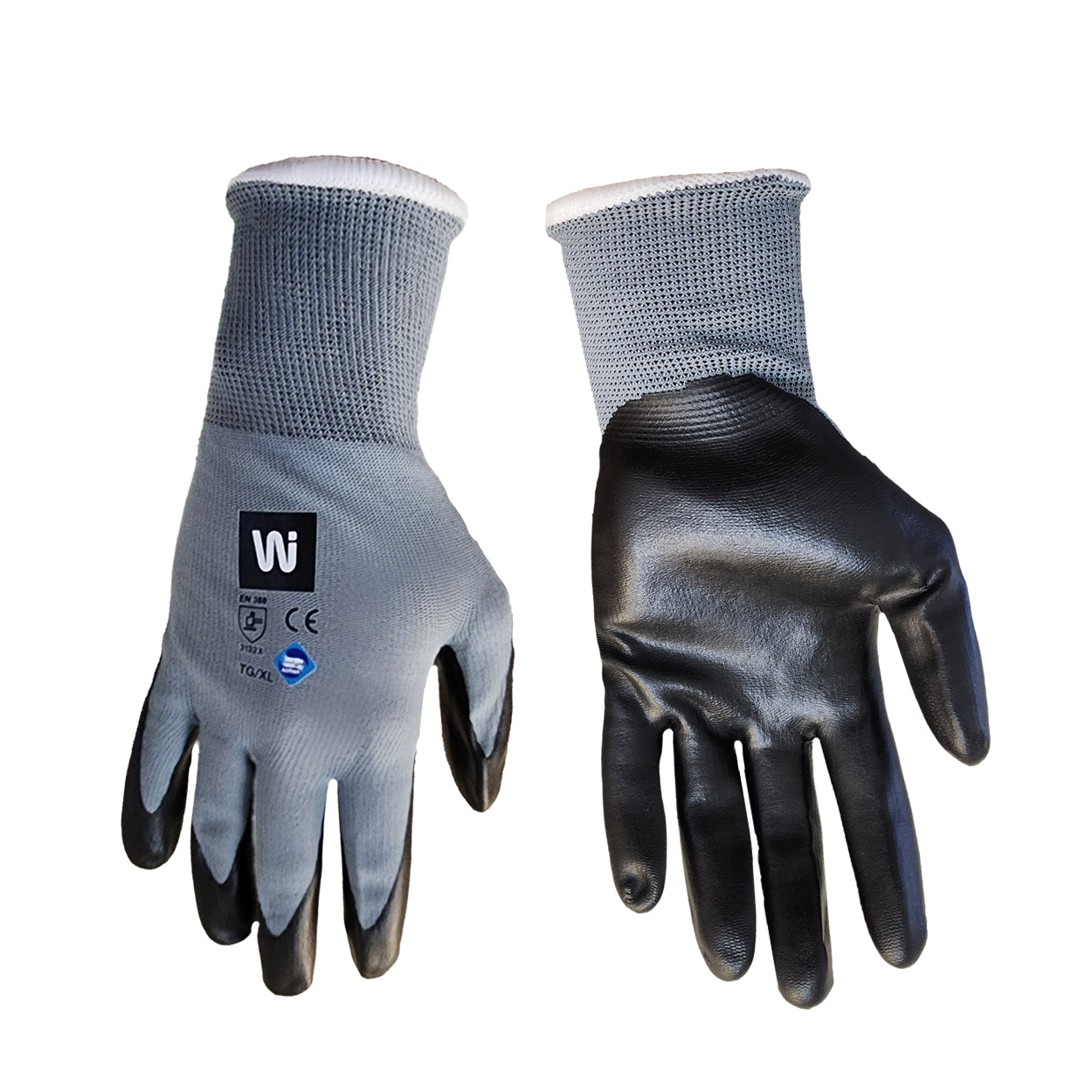 Extra Large Black Nitrile Palm, Grey Nylon Shell NNB-11