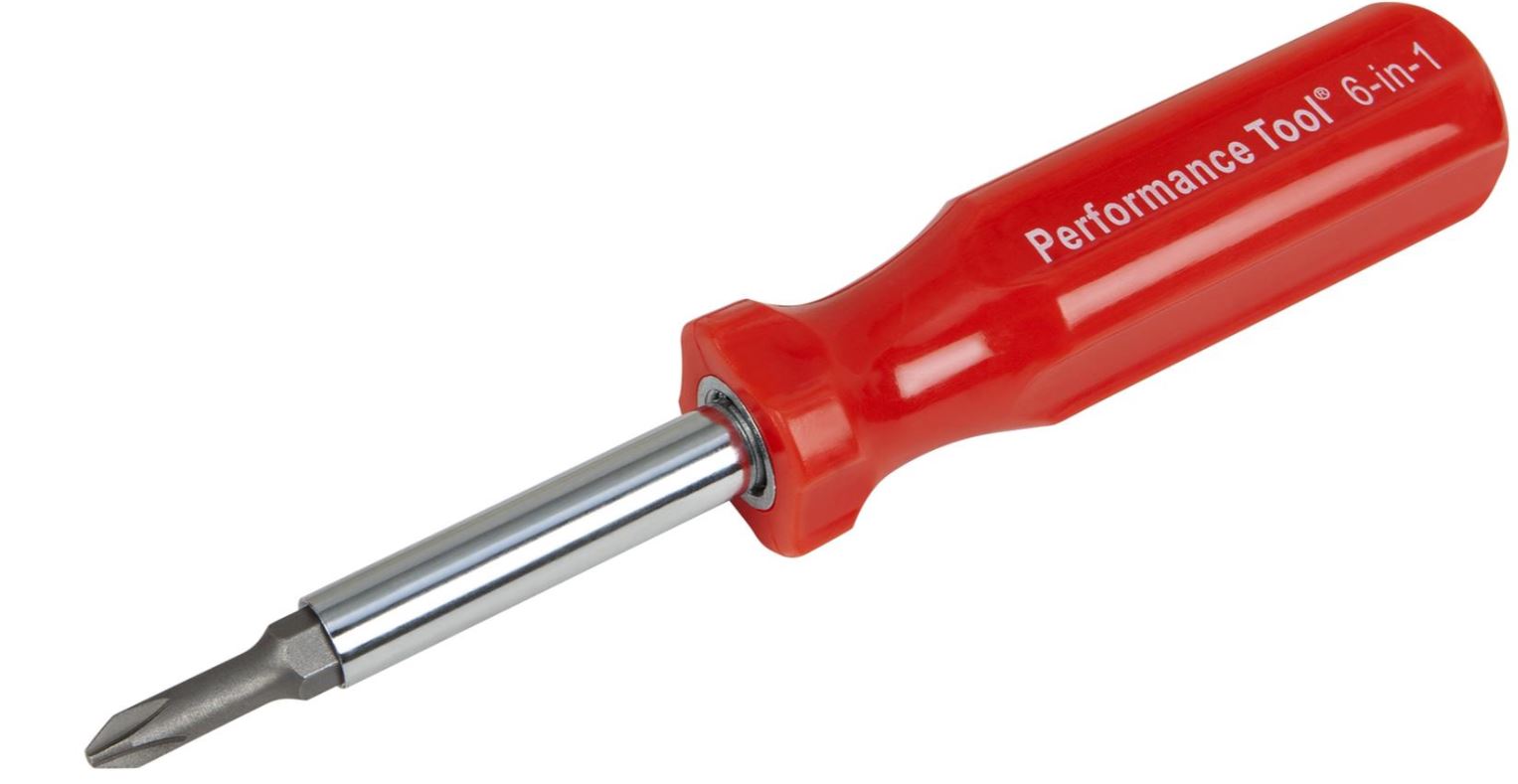 SCREWDRIVER 6-WAY 2-PHIL, 2-FLAT, 2-NUT DRIVER