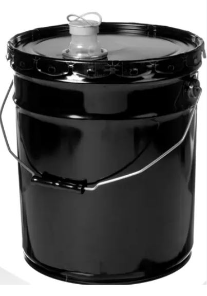5 GALLON EMPTY PAIL,  W/RIEKE SPOUT LID ALL METAL