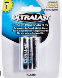 2PK-3V 600mAh RECHARGEABLE  LITHIUM BATTERY/ULTRA LAST