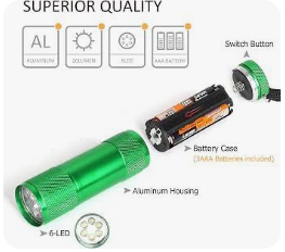 FLASHLIGHT 6LED ALUMINUM 160 LUMENS 4"  3-AAA  6/CASE