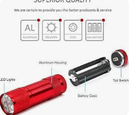 FLASHLIGHT 6LED ALUMINUM 19 LUMENS 4"  3-AAA