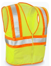 LIME VEST CLASS II  L ORG & SILVER STRIPE, SOLID FRONT MESH BACK