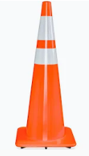 36” Orange traffic cone w/ 6” &4” reflective collars