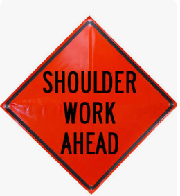 36" SOLID VINYL SIGN W/RIBS SHOULDER WORK AHEAD NON-REFLECTIVE