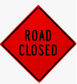 48" SOLID VINYL SIGN W/RIBS ROAD CLOSED SUPER BRIGHT REFLECTIVE