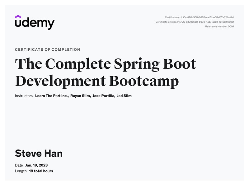 The Complete Spring Boot Development Bootcamp