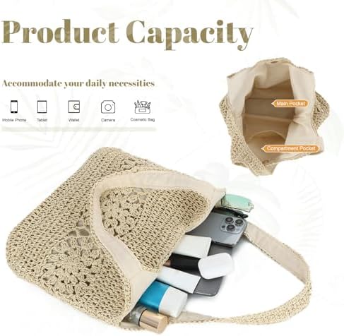 Vue 5 de Sac Cabas En Raphia