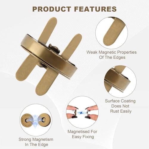 Vue 3 de Pcs Fermoir Magnetique Bouton