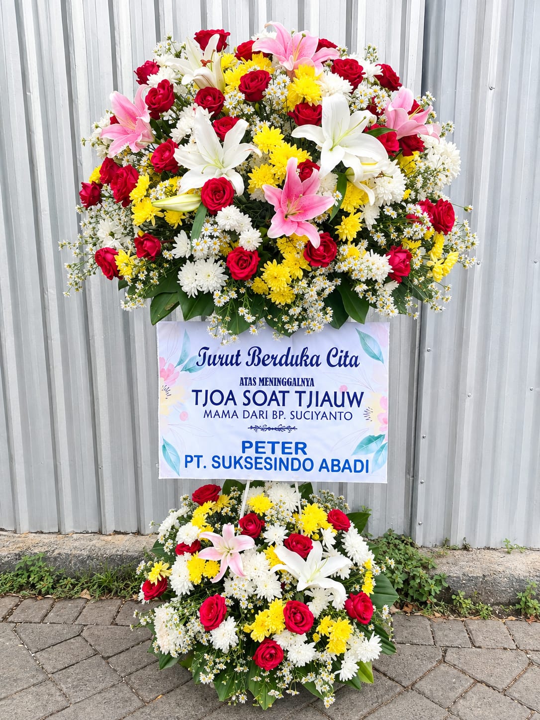 Standing Flower Merah Kuning Deluxe