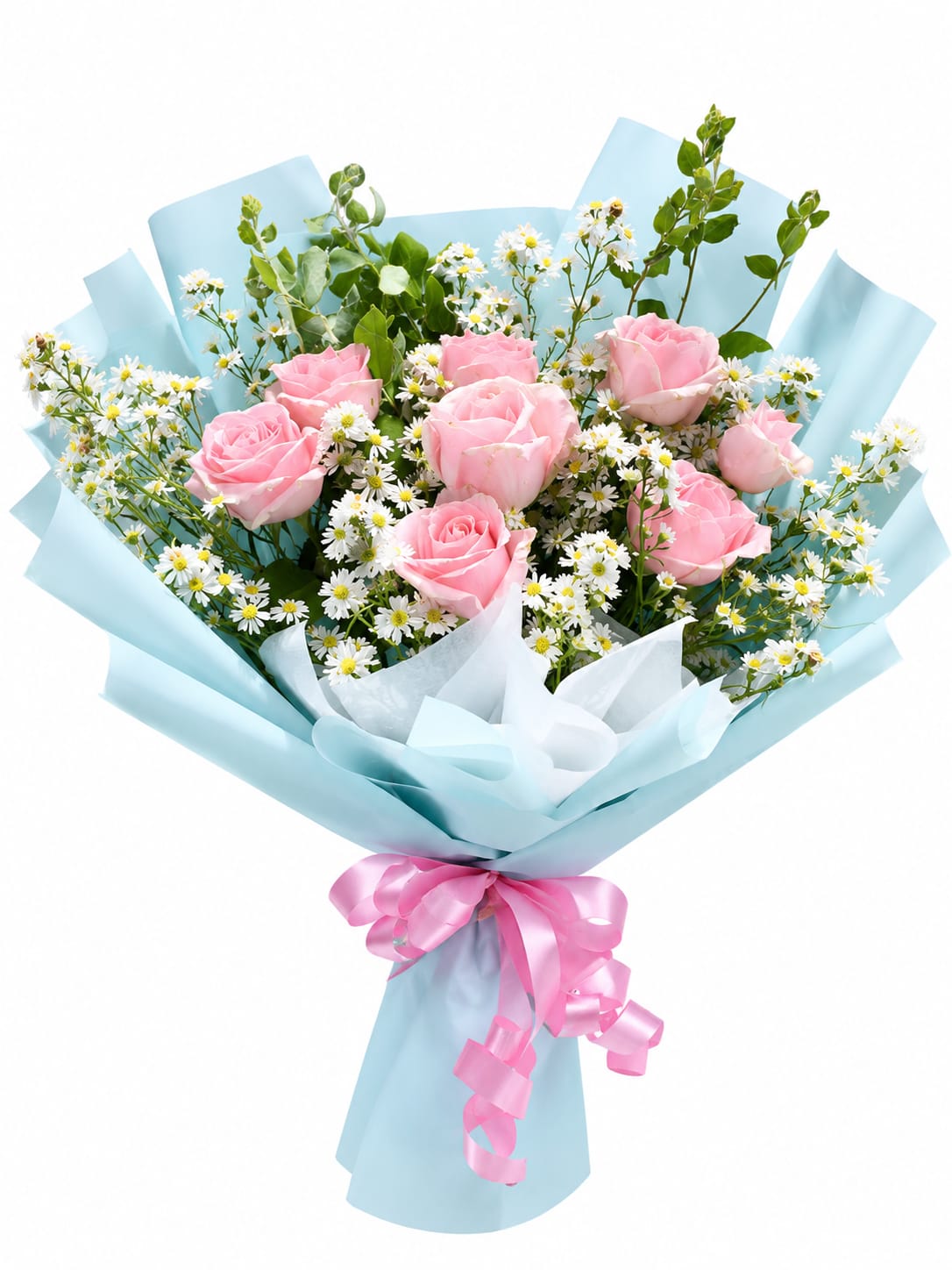 Buket Mini Mawar Blush Sky